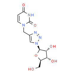 ChemSpider 2D Image | 2,4-Dioxo-1-{[1-(beta-D-ribofuranosyl)-1H-1,2,3-triazol-4-yl]methyl}-1,2,3,4-tetrahydropyrimidine | C12H15N5O6