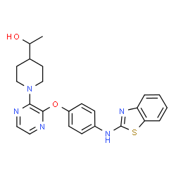 ChemSpider 2D Image | 1-(1-{3-[4-(1,3-Benzothiazol-2-ylamino)phenoxy]-2-pyrazinyl}-4-piperidinyl)ethanol | C24H25N5O2S