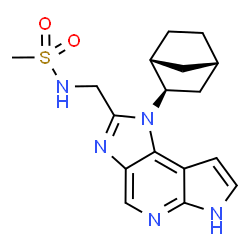 ChemSpider 2D Image | N-({1-[(1R,2R,4S)-Bicyclo[2.2.1]hept-2-yl]-1,5-dihydroimidazo[4,5-d]pyrrolo[2,3-b]pyridin-2-yl}methyl)methanesulfonamide | C17H21N5O2S