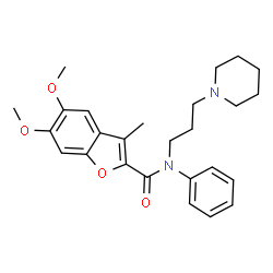 ChemSpider 2D Image | 5,6-Dimethoxy-3-methyl-N-phenyl-N-[3-(1-piperidinyl)propyl]-1-benzofuran-2-carboxamide | C26H32N2O4