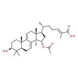 ChemSpider 2D Image | (3beta,15alpha,24E)-15-Acetoxy-3-hydroxylanosta-7,9(11),24-trien-26-oic acid | C32H48O5