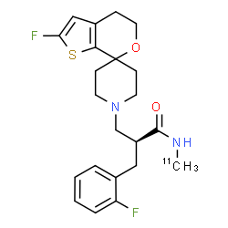 ChemSpider 2D Image | (2S)-2-(2-Fluorobenzyl)-3-(2'-fluoro-4',5'-dihydro-1H-spiro[piperidine-4,7'-thieno[2,3-c]pyran]-1-yl)-N-(~11~C)methylpropanamide | C2111CH26F2N2O2S