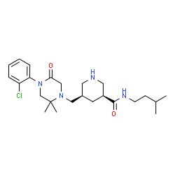 ChemSpider 2D Image | (3S,5R)-5-{[4-(2-Chlorophenyl)-2,2-dimethyl-5-oxo-1-piperazinyl]methyl}-N-(3-methylbutyl)-3-piperidinecarboxamide | C24H37ClN4O2