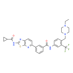 ChemSpider 2D Image | 3-{2-[(Cyclopropylcarbonyl)amino][1,3]thiazolo[5,4-b]pyridin-5-yl}-N-{4-[(4-ethyl-1-piperazinyl)methyl]-3-(trifluoromethyl)phenyl}benzamide | C31H31F3N6O2S