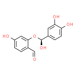 ChemSpider 2D Image | 2-[(S)-(3,4-Dihydroxyphenyl)(hydroxy)methoxy]-4-hydroxybenzaldehyde | C14H12O6