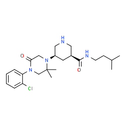 ChemSpider 2D Image | (3S,5R)-5-[4-(2-Chlorophenyl)-2,2-dimethyl-5-oxo-1-piperazinyl]-N-(3-methylbutyl)-3-piperidinecarboxamide | C23H35ClN4O2