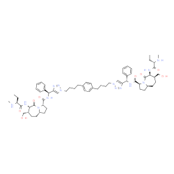 ChemSpider 2D Image | (3S,6S,7S,9aS,3'S,6'S,7'S,9a'S)-N,N'-(1,4-Phenylenebis{4,1-butanediyl-1H-1,2,3-triazole-1,4-diyl[(S)-phenylmethylene]})bis[7-(hydroxymethyl)-6-{[(2S)-2-(methylamino)butanoyl]amino}-5-oxooctahydro-1H-p
yrrolo[1,2-a]azepine-3-carboxamide] | C64H88N14O8
