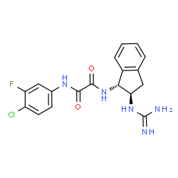 ChemSpider 2D Image | N-[(1R,2R)-2-Carbamimidamido-2,3-dihydro-1H-inden-1-yl]-N'-(4-chloro-3-fluorophenyl)ethanediamide | C18H17ClFN5O2