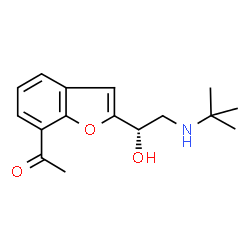 ChemSpider 2D Image | 1-(2-{(1S)-1-Hydroxy-2-[(2-methyl-2-propanyl)amino]ethyl}-1-benzofuran-7-yl)ethanone | C16H21NO3