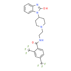 ChemSpider 2D Image | N-{2-[4-(2-Oxo-2,3-dihydro-1H-benzimidazol-1-yl)-1-piperidinyl]ethyl}-2,4-bis(trifluoromethyl)benzamide | C23H22F6N4O2