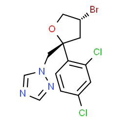 ChemSpider 2D Image | 1,4-Anhydro-2-bromo-2,3,5-trideoxy-4-(2,4-dichlorophenyl)-5-(1H-1,2,4-triazol-1-yl)-D-erythro-pentitol | C13H12BrCl2N3O