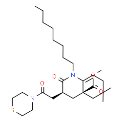 ChemSpider 2D Image | Methyl (3S,4aR)-6,6-dimethyl-1-octyl-2-oxo-3-[2-oxo-2-(4-thiomorpholinyl)ethyl]-1,3,4,5,6,7-hexahydro-4a(2H)-quinolinecarboxylate | C27H44N2O4S