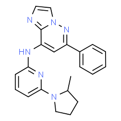 ChemSpider 2D Image | N-[6-(2-Methyl-1-pyrrolidinyl)-2-pyridinyl]-6-phenylimidazo[1,2-b]pyridazin-8-amine | C22H22N6