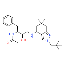 ChemSpider 2D Image | N-[(2S,3R)-4-{[2-(2,2-Dimethylpropyl)-6,6-dimethyl-4,5,6,7-tetrahydro-2H-indazol-4-yl]amino}-3-hydroxy-1-phenyl-2-butanyl]acetamide | C26H40N4O2