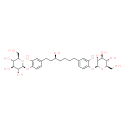 ChemSpider 2D Image | 4-{(3S)-7-[4-(beta-D-Glucopyranosyloxy)-3-hydroxyphenyl]-3-hydroxyheptyl}-2-hydroxyphenyl beta-D-glucopyranoside | C31H44O15