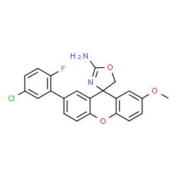 ChemSpider 2D Image | 2'-(5-Chloro-2-fluorophenyl)-7'-methoxyspiro[1,3-oxazole-4,9'-xanthen]-2-amine | C22H16ClFN2O3