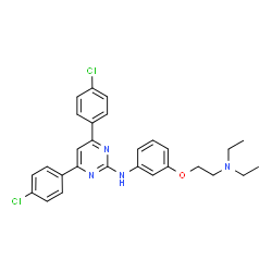 ChemSpider 2D Image | 4,6-Bis(4-chlorophenyl)-N-{3-[2-(diethylamino)ethoxy]phenyl}-2-pyrimidinamine | C28H28Cl2N4O