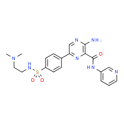 ChemSpider 2D Image | 3-Amino-6-(4-{[2-(Dimethylamino)ethyl]sulfamoyl}phenyl)-N-Pyridin-3-Ylpyrazine-2-Carboxamide | C20H23N7O3S