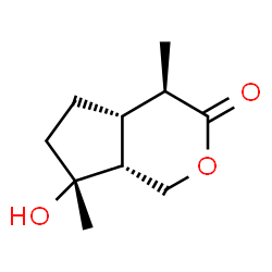 ChemSpider 2D Image | (4R,4aS,7R,7aR)-7-Hydroxy-4,7-dimethylhexahydrocyclopenta[c]pyran-3(1H)-one | C10H16O3