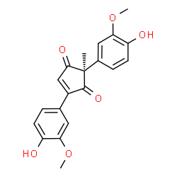ChemSpider 2D Image | (2R)-2,4-Bis(4-hydroxy-3-methoxyphenyl)-2-methyl-4-cyclopentene-1,3-dione | C20H18O6