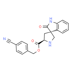 ChemSpider 2D Image | 4-Cyanobenzyl (3S,5'R)-2-oxo-1,2-dihydrospiro[indole-3,3'-pyrrolidine]-5'-carboxylate | C20H17N3O3