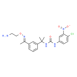 ChemSpider 2D Image | 1-(2-{3-[(1E)-N-(2-Aminoethoxy)ethanimidoyl]phenyl}-2-propanyl)-3-(4-chloro-3-nitrophenyl)urea | C20H24ClN5O4