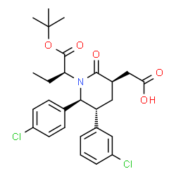 ChemSpider 2D Image | [(3r,5r,6s)-1-[(2s)-1-Tert-Butoxy-1-Oxobutan-2-Yl]-5-(3-Chlorophenyl)-6-(4-Chlorophenyl)-2-Oxopiperidin-3-Yl]acetic Acid | C27H31Cl2NO5