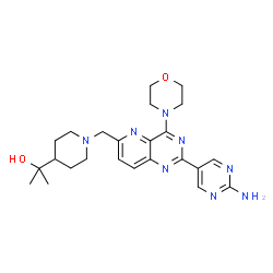 ChemSpider 2D Image | 2-(1-{[2-(2-Amino-5-pyrimidinyl)-4-(4-morpholinyl)pyrido[3,2-d]pyrimidin-6-yl]methyl}-4-piperidinyl)-2-propanol | C24H32N8O2