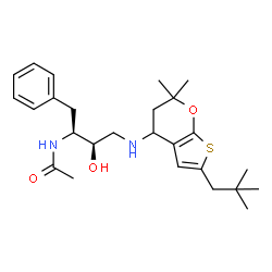 ChemSpider 2D Image | N-[(2S,3R)-4-{[6-(2,2-Dimethylpropyl)-2,2-dimethyl-3,4-dihydro-2H-thieno[2,3-b]pyran-4-yl]amino}-3-hydroxy-1-phenyl-2-butanyl]acetamide | C26H38N2O3S