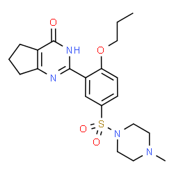 ChemSpider 2D Image | 2-{5-[(4-Methyl-1-piperazinyl)sulfonyl]-2-propoxyphenyl}-1,5,6,7-tetrahydro-4H-cyclopenta[d]pyrimidin-4-one | C21H28N4O4S