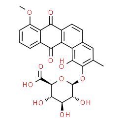 ChemSpider 2D Image | 1-Hydroxy-8-methoxy-3-methyl-7,12-dioxo-7,12-dihydro-2-tetraphenyl beta-D-glucopyranosiduronic acid | C26H22O11