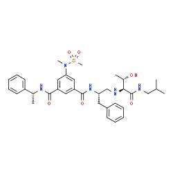 ChemSpider 2D Image | N-[(2S)-1-{[(2S,3S)-3-Hydroxy-1-(isobutylamino)-1-oxo-2-butanyl]amino}-3-phenyl-2-propanyl]-5-[methyl(methylsulfonyl)amino]-N'-[(1R)-1-phenylethyl]isophthalamide | C35H47N5O6S