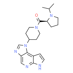 ChemSpider 2D Image | [4-(Imidazo[4,5-d]pyrrolo[2,3-b]pyridin-1(5H)-yl)-1-piperidinyl][(2S)-1-isopropyl-2-pyrrolidinyl]methanone | C21H28N6O
