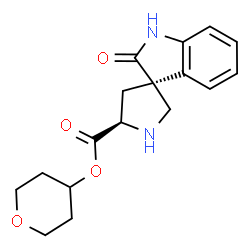 ChemSpider 2D Image | Tetrahydro-2H-pyran-4-yl (3S,5'R)-2-oxo-1,2-dihydrospiro[indole-3,3'-pyrrolidine]-5'-carboxylate | C17H20N2O4