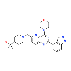 ChemSpider 2D Image | 2-(1-{[2-(1H-Indazol-4-yl)-4-(4-morpholinyl)pyrido[3,2-d]pyrimidin-6-yl]methyl}-4-piperidinyl)-2-propanol | C27H33N7O2
