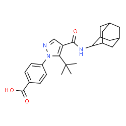 ChemSpider 2D Image | 4-[4-(Adamantan-2-ylcarbamoyl)-5-(2-methyl-2-propanyl)-1H-pyrazol-1-yl]benzoic acid | C25H31N3O3