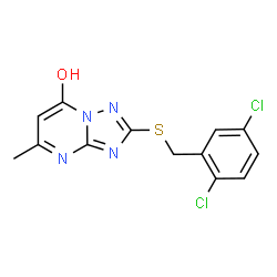 ChemSpider 2D Image | 2-[(2,5-Dichlorobenzyl)sulfanyl]-5-methyl[1,2,4]triazolo[1,5-a]pyrimidin-7-ol | C13H10Cl2N4OS