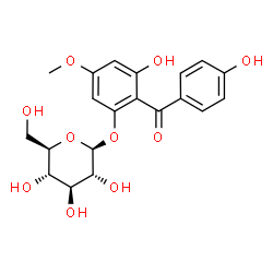 ChemSpider 2D Image | 3-Hydroxy-2-(4-hydroxybenzoyl)-5-methoxyphenyl beta-D-glucopyranoside | C20H22O10