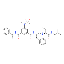 ChemSpider 2D Image | N-[(2S)-1-{[(2S)-1-(Isobutylamino)-1-oxo-2-butanyl]amino}-3-phenyl-2-propanyl]-5-[methyl(methylsulfonyl)amino]-N'-[(1R)-1-phenylethyl]isophthalamide | C35H47N5O5S