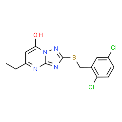 ChemSpider 2D Image | 2-[(2,5-Dichlorobenzyl)sulfanyl]-5-ethyl[1,2,4]triazolo[1,5-a]pyrimidin-7-ol | C14H12Cl2N4OS