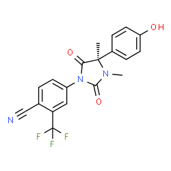 ChemSpider 2D Image | 4-[(4R)-4-(4-Hydroxyphenyl)-3,4-dimethyl-2,5-dioxo-1-imidazolidinyl]-2-(trifluoromethyl)benzonitrile | C19H14F3N3O3