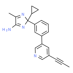 ChemSpider 2D Image | 2-Cyclopropyl-5-methyl-2-{3-[5-(1-propyn-1-yl)-3-pyridinyl]phenyl}-2H-imidazol-4-amine | C21H20N4