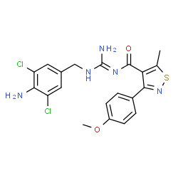 ChemSpider 2D Image | N-[N-(4-Amino-3,5-dichlorobenzyl)carbamimidoyl]-3-(4-methoxyphenyl)-5-methyl-1,2-thiazole-4-carboxamide | C20H19Cl2N5O2S