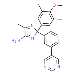 ChemSpider 2D Image | 2-(4-Methoxy-3,5-dimethylphenyl)-5-methyl-2-[3-(5-pyrimidinyl)phenyl]-2H-imidazol-4-amine | C23H23N5O