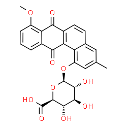 ChemSpider 2D Image | 8-Methoxy-3-methyl-7,12-dioxo-7,12-dihydro-1-tetraphenyl beta-D-glucopyranosiduronic acid | C26H22O10