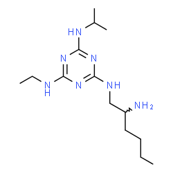 ChemSpider 2D Image | N~2~-(2-Aminohexyl)-N~4~-ethyl-N~6~-isopropyl-1,3,5-triazine-2,4,6-triamine | C14H29N7