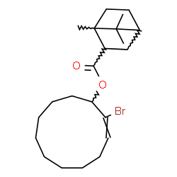 ChemSpider 2D Image | 2-Bromo-2-cycloundecen-1-yl 1,7,7-trimethylbicyclo[2.2.1]heptane-2-carboxylate | C22H35BrO2