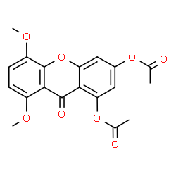 ChemSpider 2D Image | 5,8-Dimethoxy-9-oxo-9H-xanthene-1,3-diyl diacetate | C19H16O8