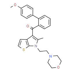 ChemSpider 2D Image | (4'-Methoxy-2-biphenylyl){5-methyl-6-[2-(4-morpholinyl)ethyl]-6H-thieno[2,3-b]pyrrol-4-yl}methanone | C27H28N2O3S