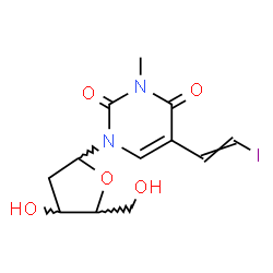 ChemSpider 2D Image | 1-(2-Deoxypentofuranosyl)-5-(2-iodovinyl)-3-methyl-2,4(1H,3H)-pyrimidinedione | C12H15IN2O5